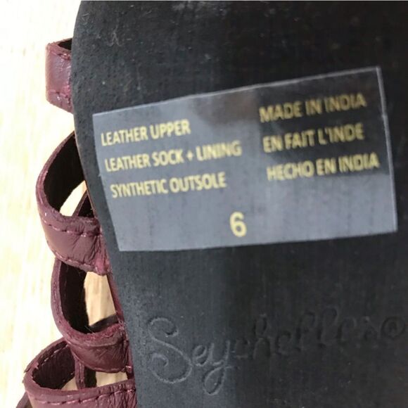 New‎ SEYCHELLE Burgundy Braided Leather Chunky Heel Sandal Strappy Woven Size 6 - Picture 10 of 15